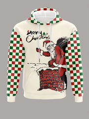 Men's Hooded Hoodies Prints Christmas Theme Santa Claus Graphic Sweatshirt Drawstring Long Sleeve Streetwear Tops Men's Clothing