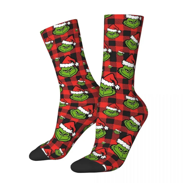Cartoon Grinchh Xmas Socks Men's Women's Funny Happy Christmas Socks Hip Hop Spring Summer Autumn Winter Socks Gift
