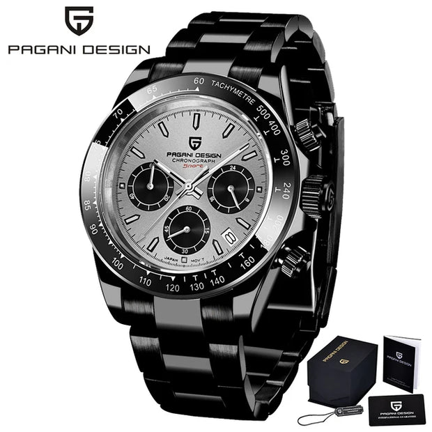 🕰️ PAGANI DESIGN V2 Men's Chronograph Watch – 40mm Quartz, Sapphire Crystal, Stainless Steel
