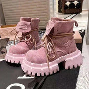 Ankle Boots for Women Designer Flats Platform Shoes Fashion Winter Dress Woman Boots 2025 New Suede Cozy Chelsea Botas De Mujer