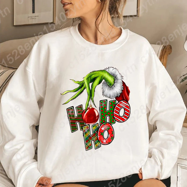 Cozy Christmas Sweatshirts, Women's Crew Neck Letter Print Sweatshirt for Fall & Winter, Casual Fashion Women Xmas Clothing