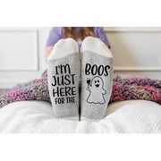 Halloween Socks I'm Just Here for The Boos Ghost Drinking Socks Boozy Fall Gift Costume Colleague Wine Lover Party Photo Props