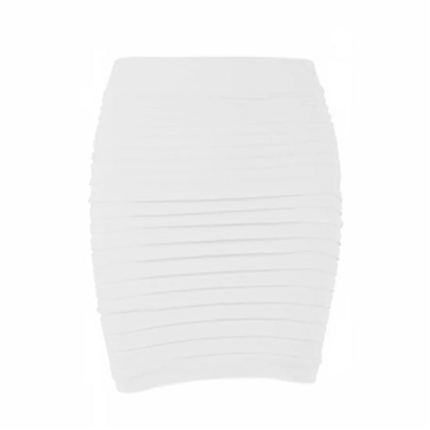 Summer Women High Waist Skirt Solid Color Elastic Pleated Skirt For Office Lady Draped Slim Mini Skirt Sexy Lady Pencil Skirts