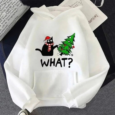 Autumn New Christmas Hoodies Cat&Christmas Tree Print Winter Hoodie Men Women Fashion Casual Sweatshirts Pullovers New Year Gift