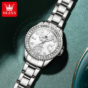 Women’s OLEVS Diamond Dial Stainless Steel Quartz Watch