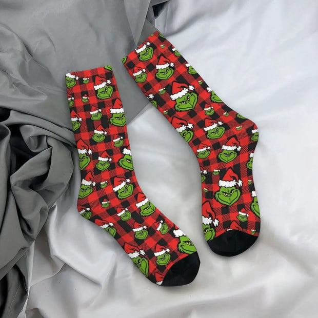 Cartoon Grinchh Xmas Socks Men's Women's Funny Happy Christmas Socks Hip Hop Spring Summer Autumn Winter Socks Gift