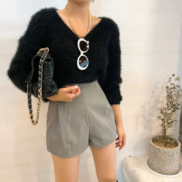 Women's Soft Cozy V-Ne Sweater Autumn Winter Faion Sweet Large V-Ne Knitted Top Women's Faion Trendy Sweater