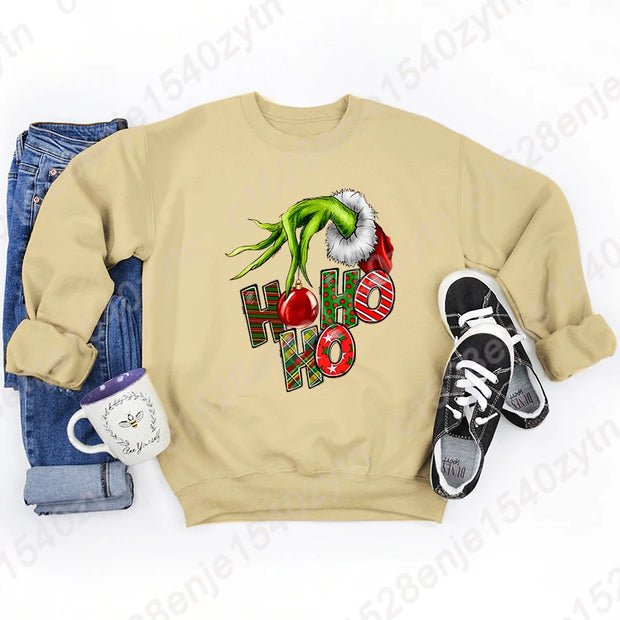 Cozy Christmas Sweatshirts, Women's Crew Neck Letter Print Sweatshirt for Fall & Winter, Casual Fashion Women Xmas Clothing