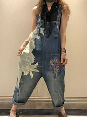 AmaxluluE Women’s 2025 Summer Printed Denim Overalls