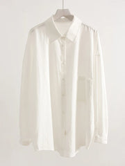 Basic Oversized Button Up Shirts Women Summer Tops Cotton Office Wear Woman Loose Blue Blouses Women Yellow Shirts Long Sleeve