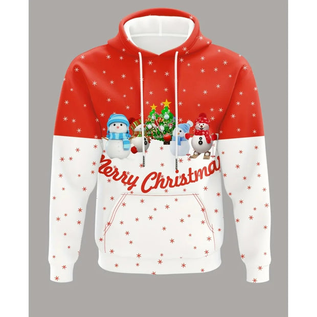 Men's Hooded Hoodies Prints Christmas Theme Santa Claus Graphic Sweatshirt Drawstring Long Sleeve Streetwear Tops Men's Clothing