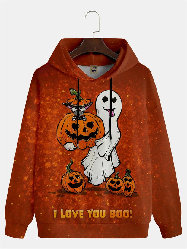 Halloween Theme Hoodies For Men Women 3D Printed Pumpkin Ghost Graphic Long Sleeve Top Autumn Stylish Cool Daily Casual Clothing