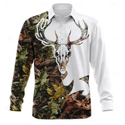 2026 New Men's Christmas Shirt Button Long Sleeve Fun Outdoor Festival Spring and Autumn Lapel 3D Printed Lapel Shirt Red