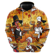 2026   Thanksgiving Hoodies for Men Pullover Sweatshirts, 3D Turkey Fleece Hooded Sweatshirt Series