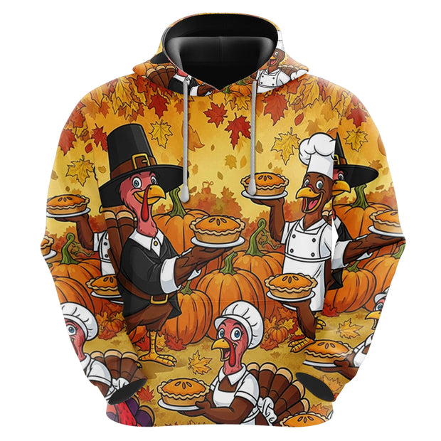 2026   Thanksgiving Hoodies for Men Pullover Sweatshirts, 3D Turkey Fleece Hooded Sweatshirt Series