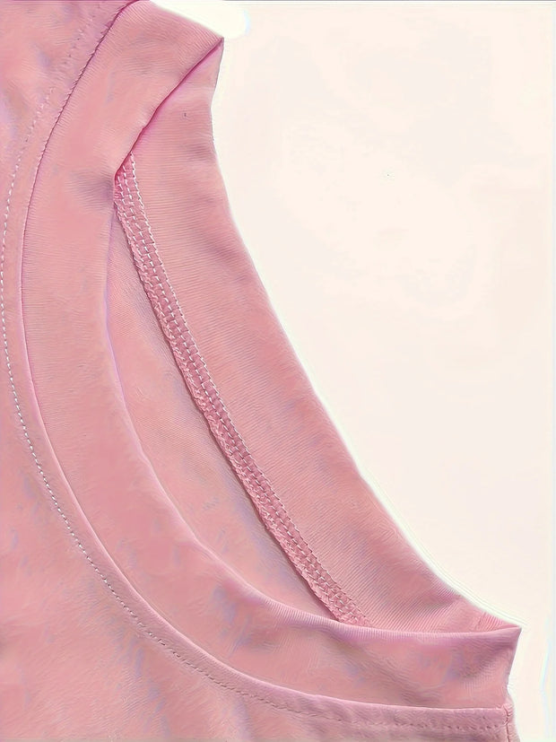 Stylish Women's Short Sleeve Casual  Round Neck Summer Sporty Style Versatile Top with Print Soft Fabric Breathable Moisture