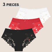 3PCS Women's Lace Seamless Panties – Low Rise, Breathable & Elegant Lingerie (S–XXL)