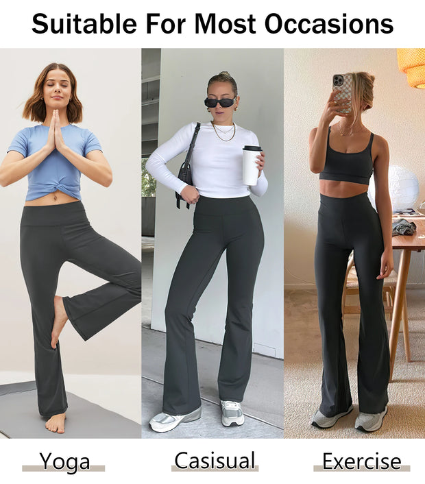 Women's Flare Leggings with Pockets Soft Cargo style Yoga Pants High Waist Gym Slim Pants Fitness and Body Building Sportwear