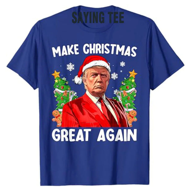 Make Christmas Great Again Funny Santa MAGA Men Xmas T-Shirt Novelty Gift Humorous Ugly Christmas Sweater Saying Tee Y2k Top