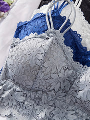 4PCS Women's Lace Lingerie Set – Non-Wire Bralette & Transparent Low-Rise Briefs