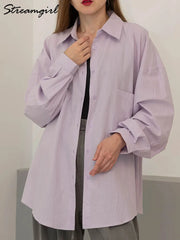 Basic Oversized Button Up Shirts Women Summer Tops Cotton Office Wear Woman Loose Blue Blouses Women Yellow Shirts Long Sleeve