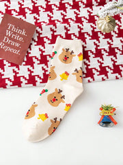 Christmas Themed Warm Cotton Socks Cute Feature Single Or Four Pairs Pack Holiday Cheerful Cozy Footwear