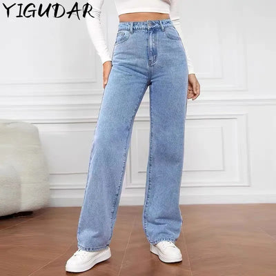 Women’s High-Waist Stretch Straight-Leg Black Jeans