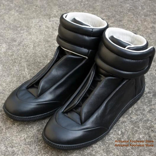 High-Top Sneaker for Men Designer Genuine Leather Outdoor Comfort Flat Trainers Ankle Boot Stylish Trendy Handmade Men Shoes