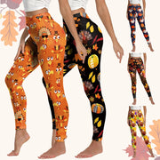 [You're My Secret] Adult Women Turkey Print Leggings for Women Thanksgiving Day Party Skinny Pants Streetwear Yoga Leggings