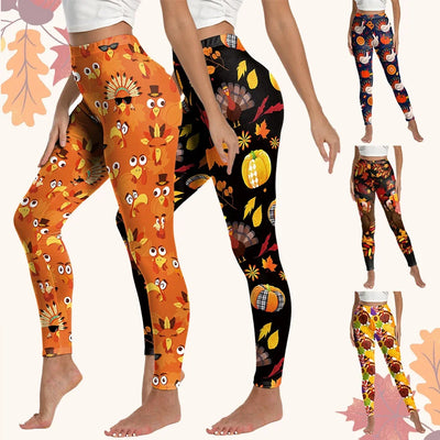 [You're My Secret] Adult Women Turkey Print Leggings for Women Thanksgiving Day Party Skinny Pants Streetwear Yoga Leggings