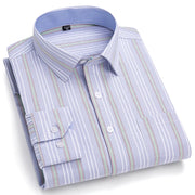 New Men Social Shirt Long Sleeve 100%Pure Cotton Oxford Soft Formal Male Clothes Oversized Pocket Shirt Men clothing S-7XL