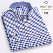 New Men Social Shirt Long Sleeve 100%Pure Cotton Oxford Soft Formal Male Clothes Oversized Pocket Shirt Men clothing S-7XL