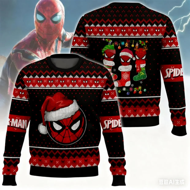 Disney Marvel Spider-Man Christmas graphic Sweatshirts Autumn Fashion Y2K Children's Hoodies Men's And Women's Sweatshirts