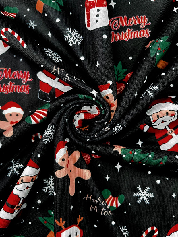 Holiday oriented autumn and winter new Christmas pattern snowman Christmas cartoon print plus size women's long sleeved dress