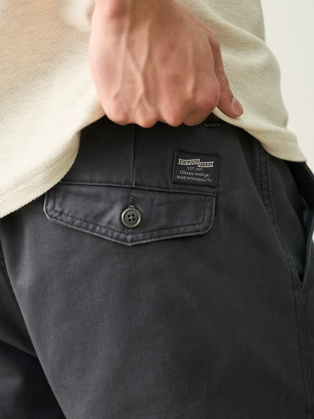 SIMWOOD Men’s 2025 Spring Regular Straight Dark Wash Chinos