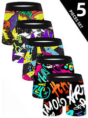 5PCS Men's Long Boxer Briefs – Soft Cotton, Colorful & Skin-Friendly Underwear