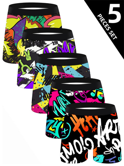 5PCS Men's Long Boxer Briefs – Soft Cotton, Colorful & Skin-Friendly Underwear