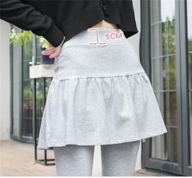 Skirt Leggings Autumn and Winter Fleece  Stretchy Warm High Waist Good Elastic Cotton Warm Leggings