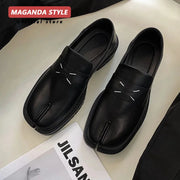 Maganda Split-Toe Tabi Loafers – Unisex Casual Leather Shoes with Thick Sole