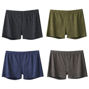 4Pcs Mens Underwear Boxers Shorts Casual Cotton Sleep Underpants Homewear Men Panties Striped Plaid Loose Comfortable Underwear