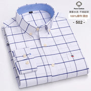 New Men Social Shirt Long Sleeve 100%Pure Cotton Oxford Soft Formal Male Clothes Oversized Pocket Shirt Men clothing S-7XL