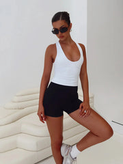 Women's Sleeveless U-Neck Slim Fit Tank – Casual Summer Knit Top