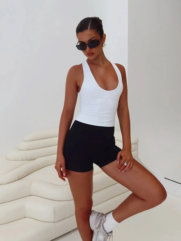 Women's Sleeveless U-Neck Slim Fit Tank – Casual Summer Knit Top