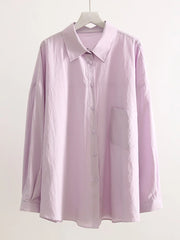 Basic Oversized Button Up Shirts Women Summer Tops Cotton Office Wear Woman Loose Blue Blouses Women Yellow Shirts Long Sleeve