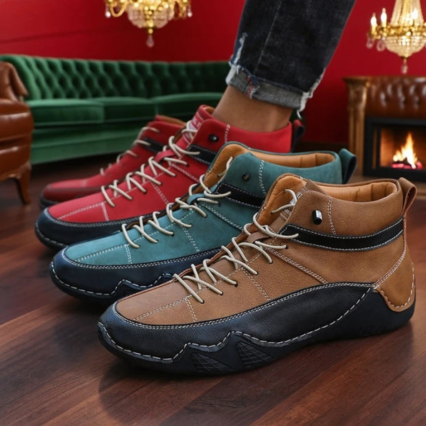 High Fashion Mens's Boots Anti Slip Trendy Patterned Hiking Boots Blue Thick Soled Sports Shoes 2025 New Autumn and Winter Boots