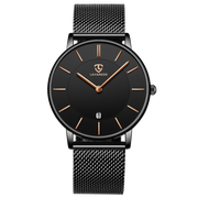 Men’s Minimalist Analog Watch – Date Display, Leather Strap, Fashion-Forward Simplicity