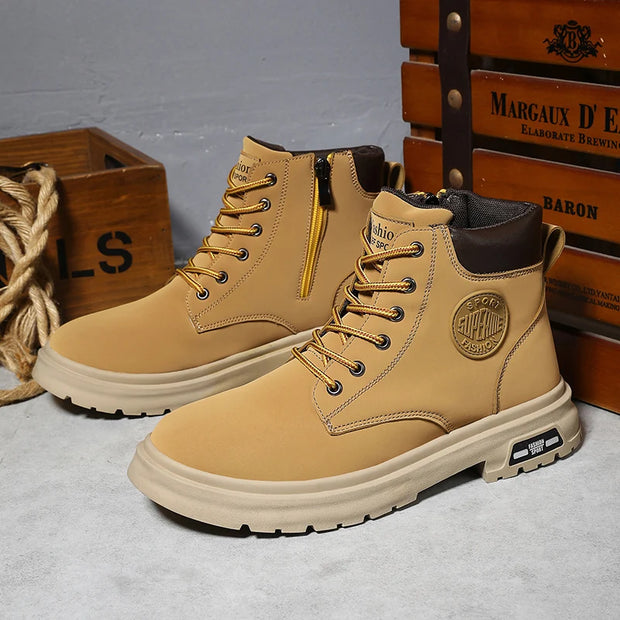 Ankle Boots Men Retro Work Shoes Autumn Winter Thick Bottom High Top Outdoor Boots Leather Waterproof High Quality Chelsea Boots