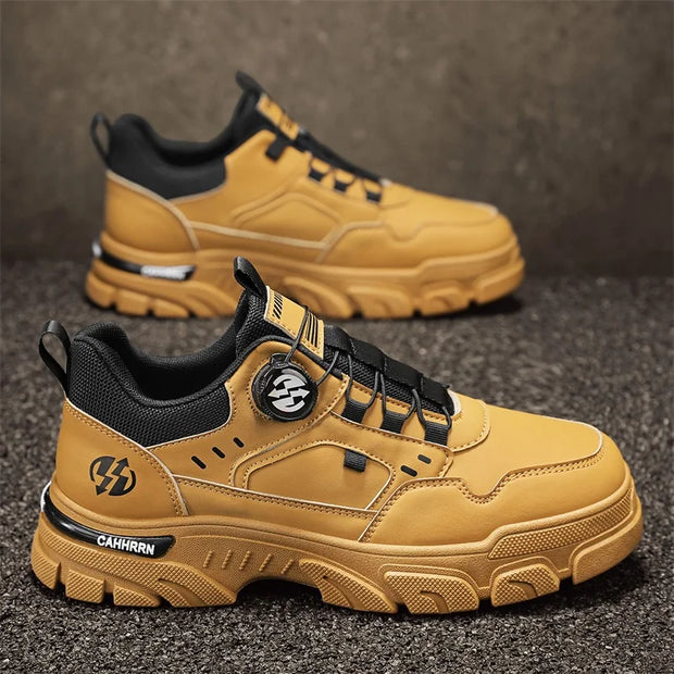 Men's boots autumn and winter new rotating shoelaces fashion casual boots youth outdoor boots anti slip soft sole workwear boots