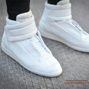 High-Top Sneaker for Men Designer Genuine Leather Outdoor Comfort Flat Trainers Ankle Boot Stylish Trendy Handmade Men Shoes