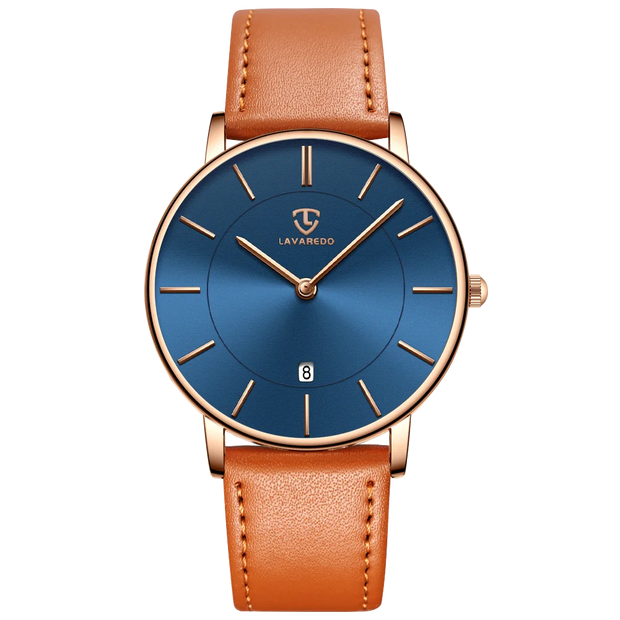 Men’s Minimalist Analog Watch – Date Display, Leather Strap, Fashion-Forward Simplicity
